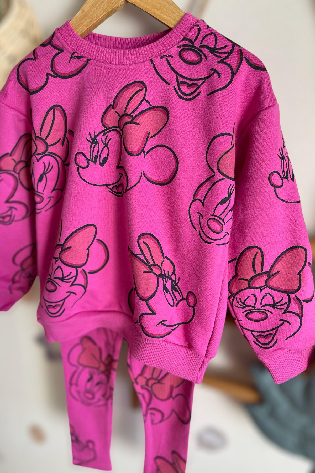 Minnie Mouse Baskılı Kız Çocuk Takım
