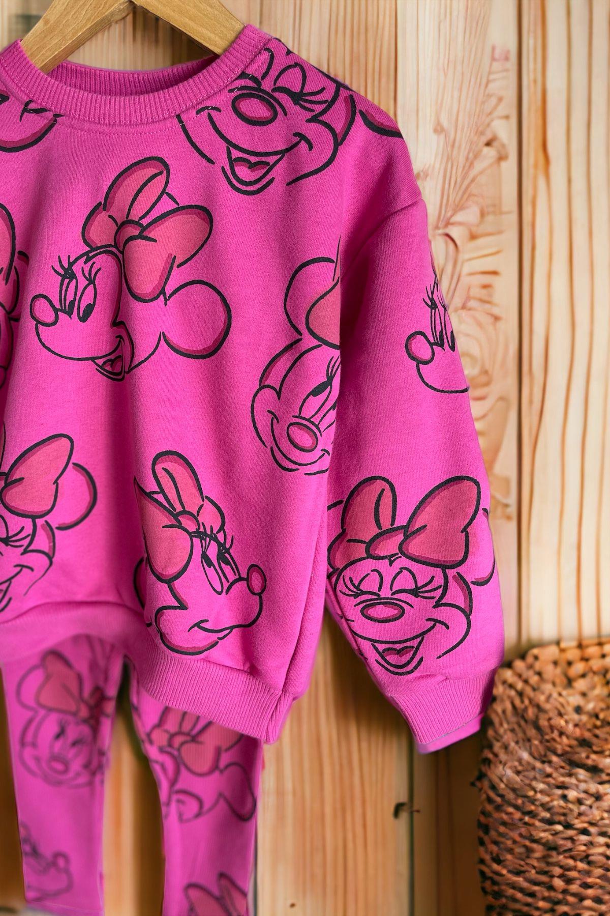 Minnie Mouse Baskılı Kız Çocuk Takım