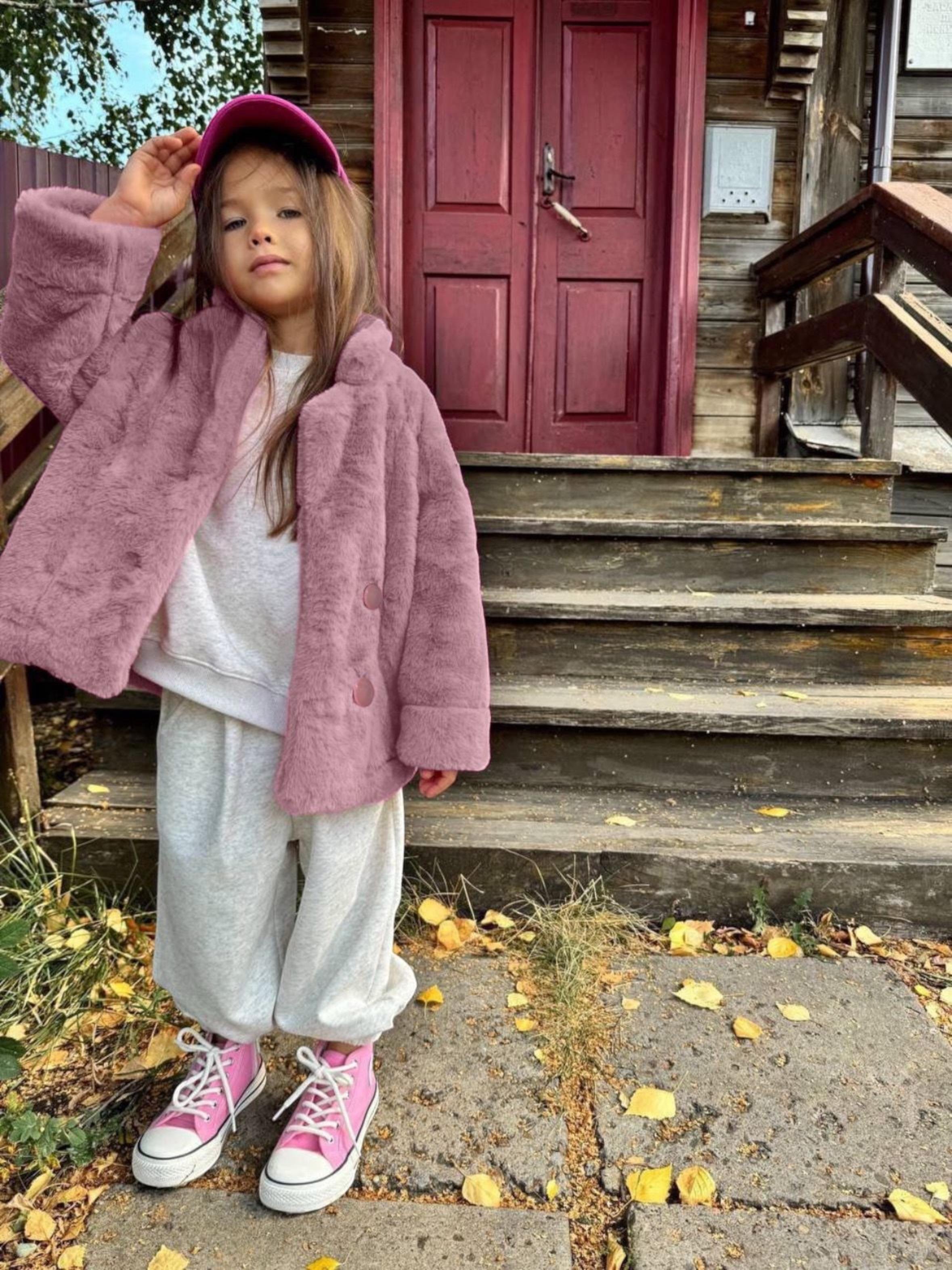 Pembe Candy Suni Tüylü Kürk Mont