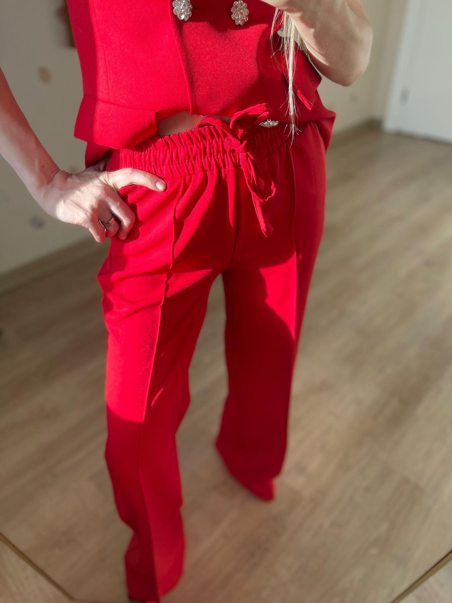 Premium Kırmızı Yelek Pantolon Takım
