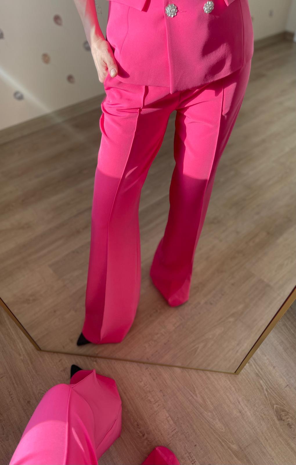 Premium Pembe Yelek Pantolon Takım