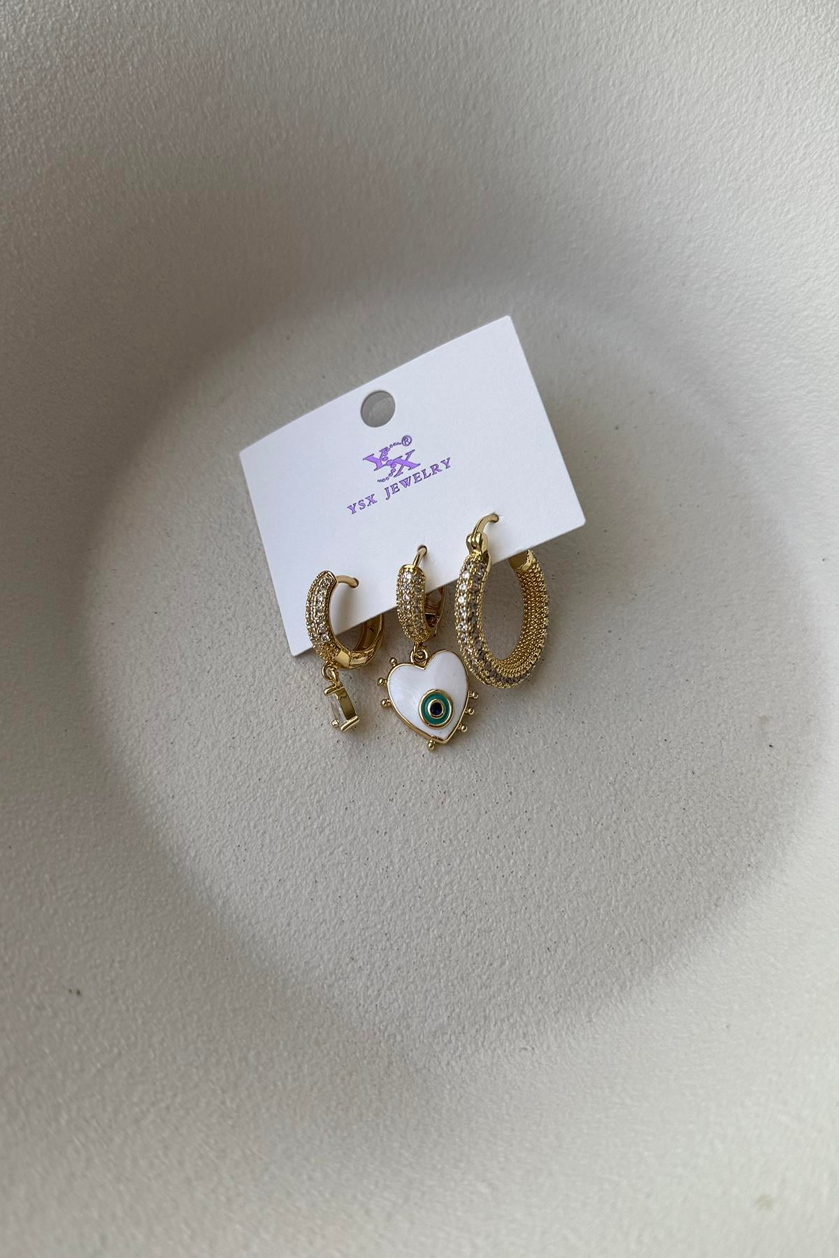 14K ÜÇLÜ SET KÜPE