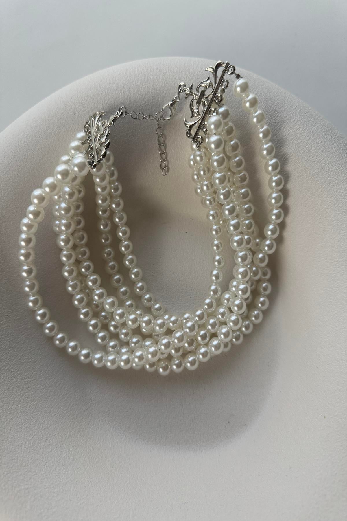 6 SIRA İNCİ CHOKER KOLYE