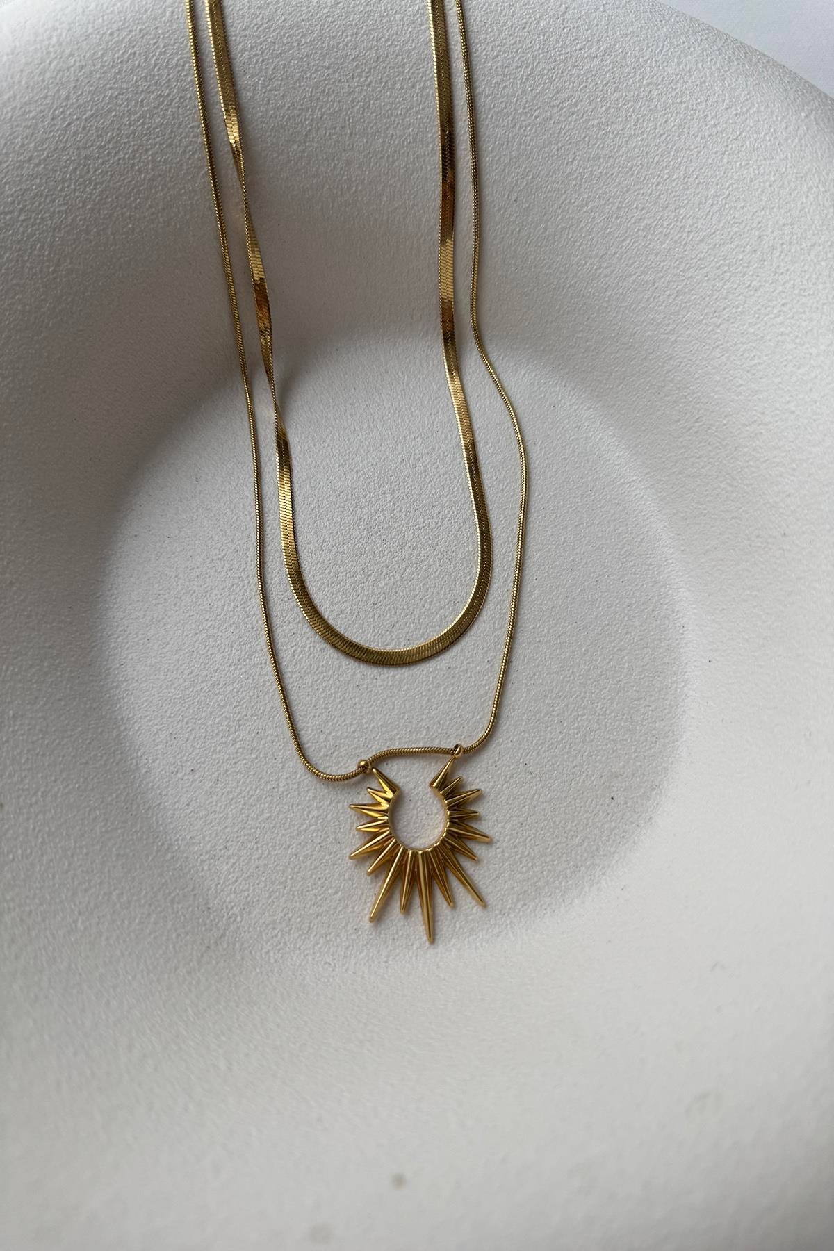 ÇOKLU KOMBİN GOLD ÇELİK KOLYE