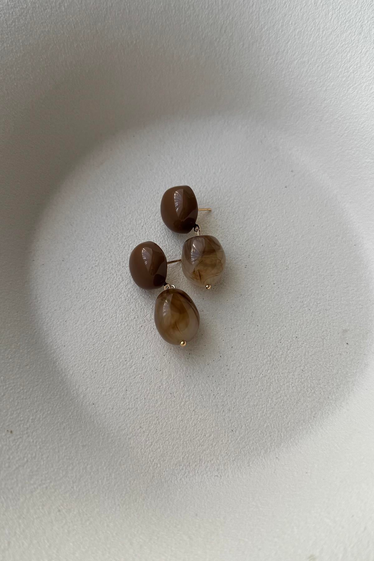 MİNİMAL KAHVE BONİBON KÜPE