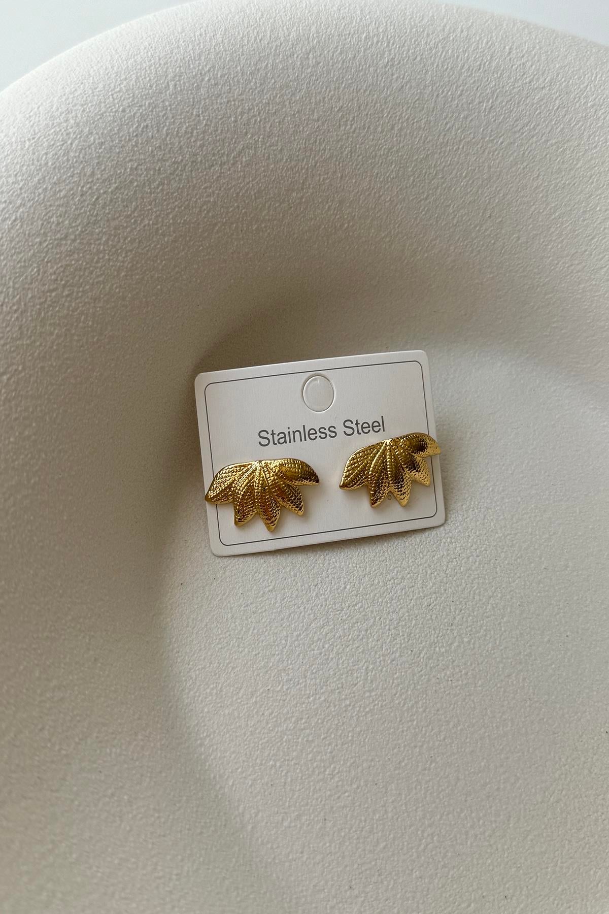 YARIM YAPRAK FORM ÇELİK MİNİMAL KÜPE