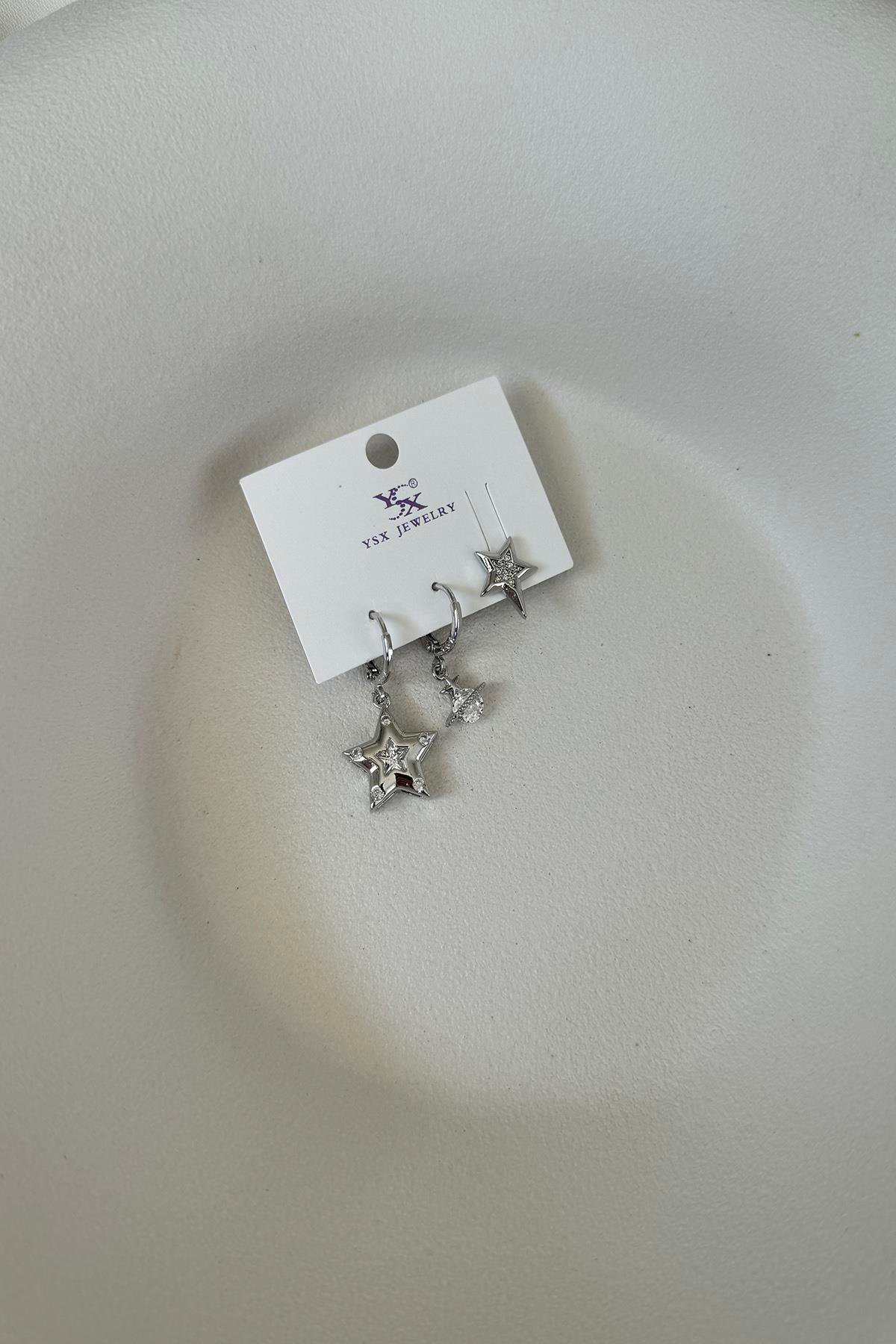 YILDIZLI ÜÇLÜ SET KÜPE