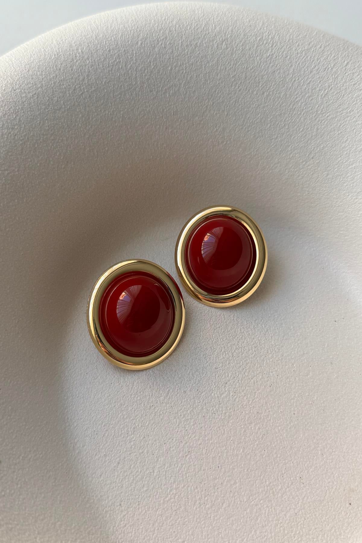 YUVARLAK BORDO KÜPE