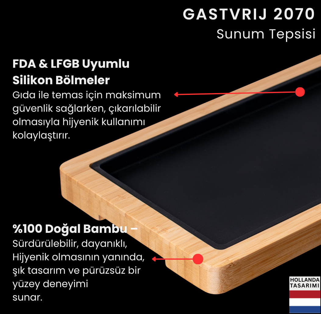 Genemi GASTVRIJ 2070 Organik Bambu Servis Tepsisi