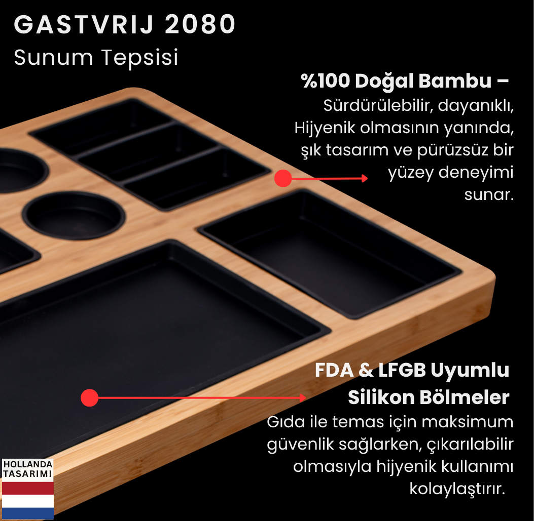 Genemi GASTVRIJ 2080 Organik Bambu XL Servis Tepsisi