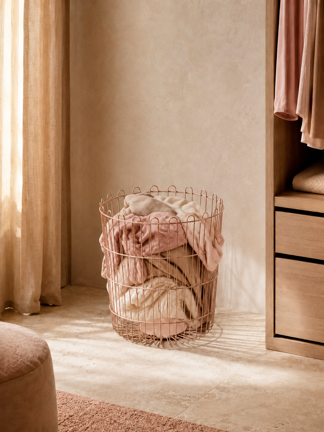 2'Li Modern Metal Çamaşır Sepeti Seti - Terracotta