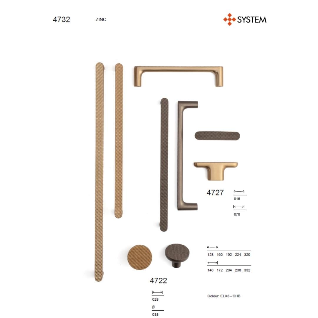 4727 Zamak Tırtıklı T Kulp Koyu Bronz Saten Renk