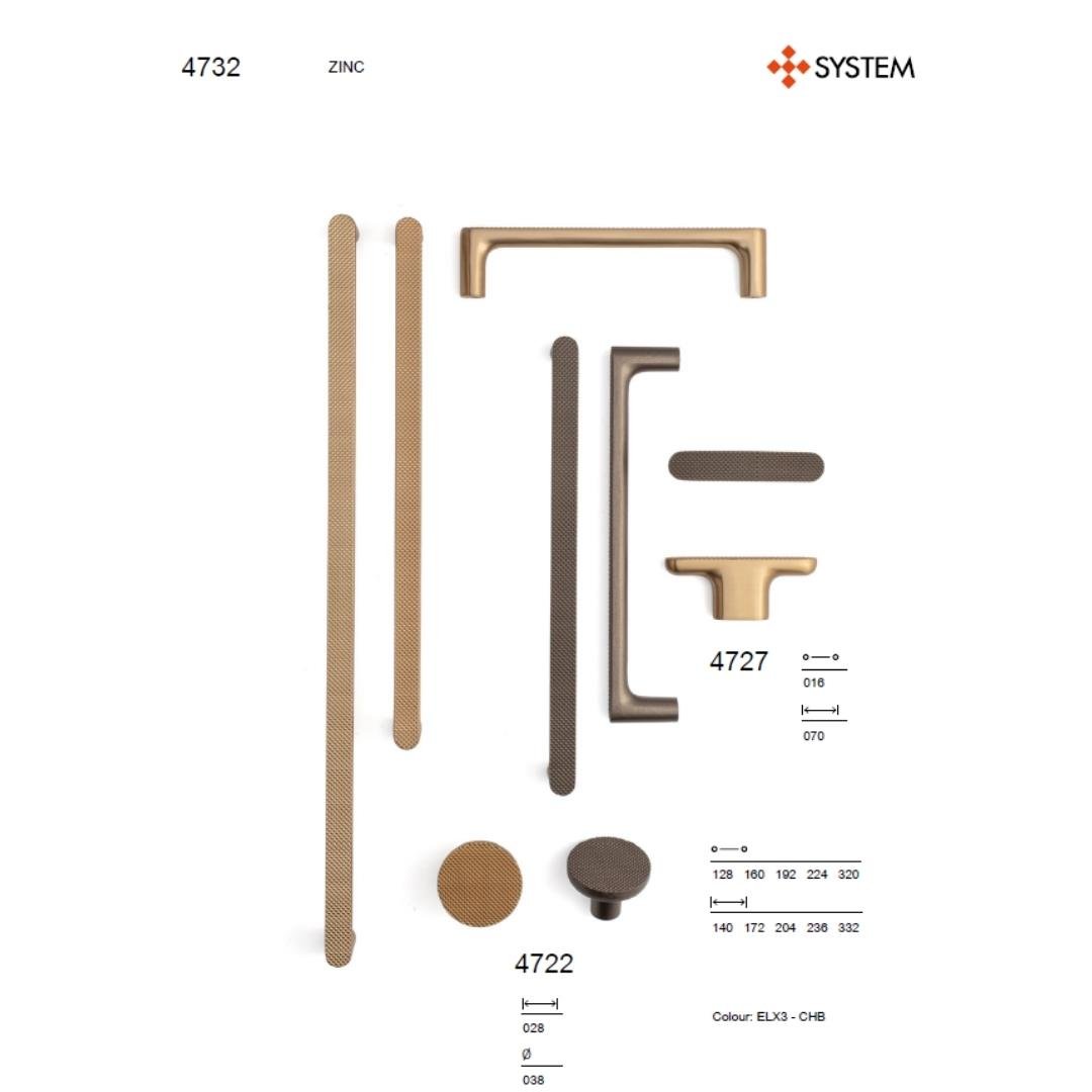 4727 Zamak Tırtıklı T Kulp Şampanya Saten Renk