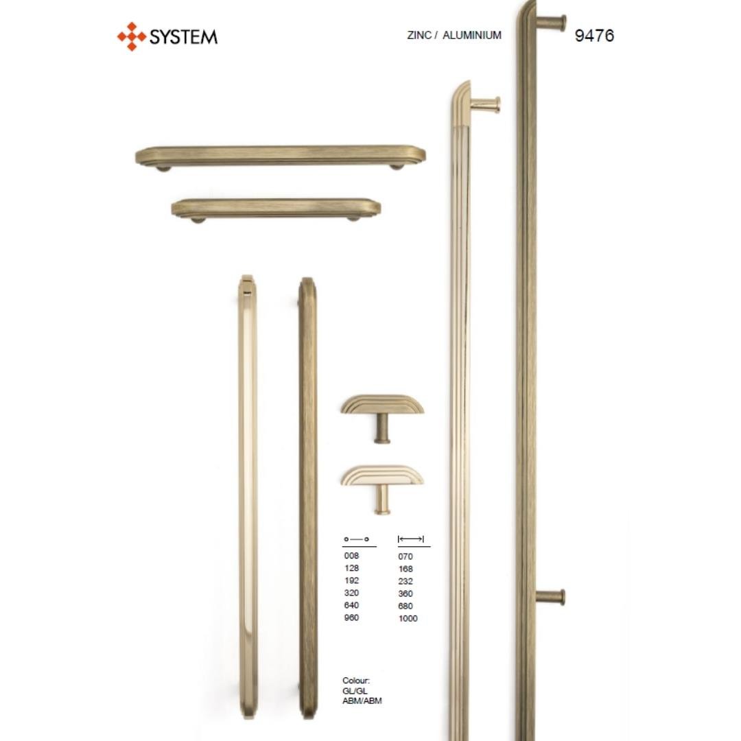 9476 Modern Çift Çizgili Kulp Altın Renk