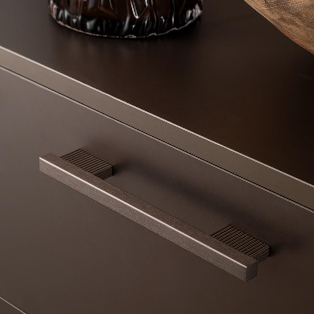 9478 Modern Düz/Çizgili Koyu Bronz Saten Renk