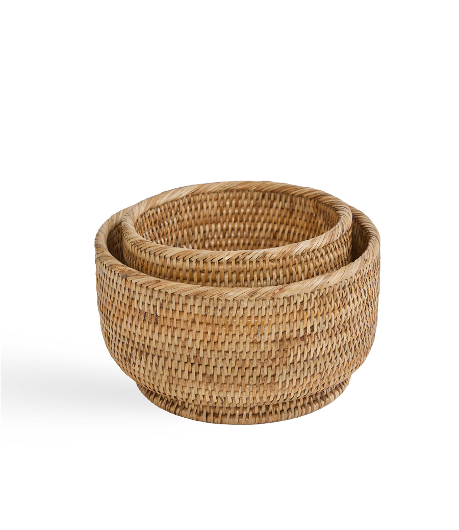 Antoine 2'Li Yuvarlak Hasır Sepetler Naturel 20x12 - 25x14 cm