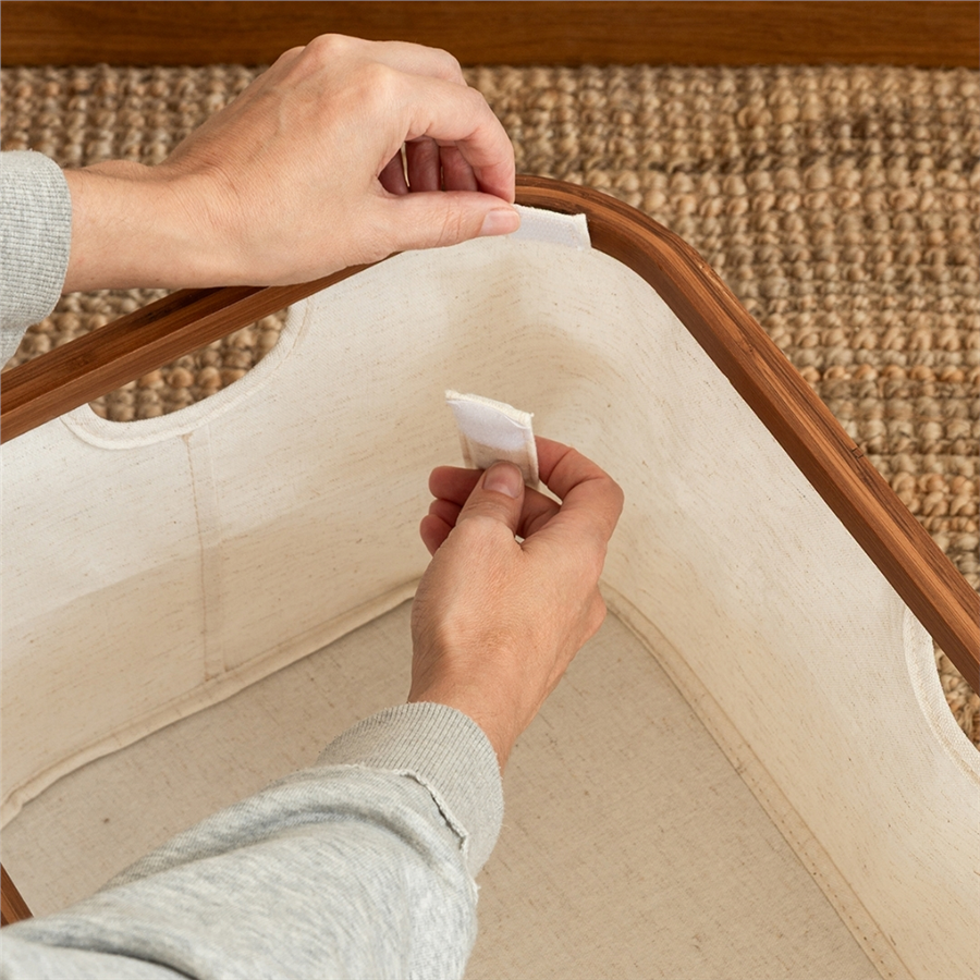 Bambu Dikdörtgen Çamaşır Sepeti Keten 55x34x27 cm