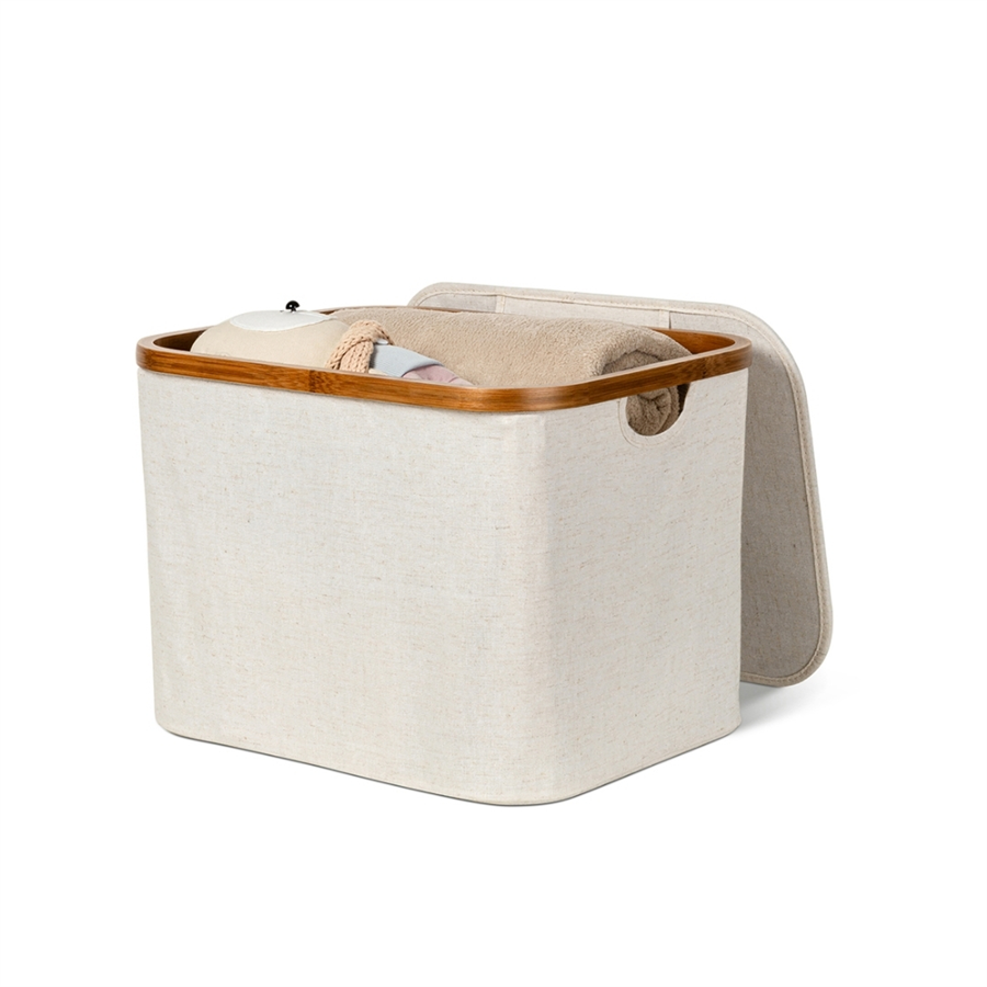 Bambu Saklama Sepeti Kapaklı 40x33x30 cm