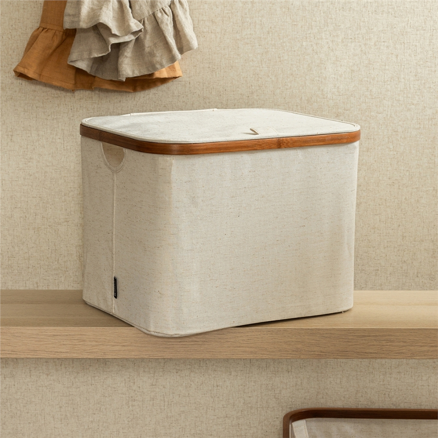 Bambu Saklama Sepeti Kapaklı 40x33x30 cm