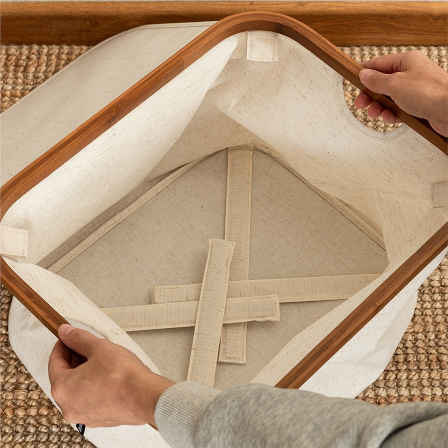 Bambu Saklama Sepeti Kapaklı 40x33x30 cm