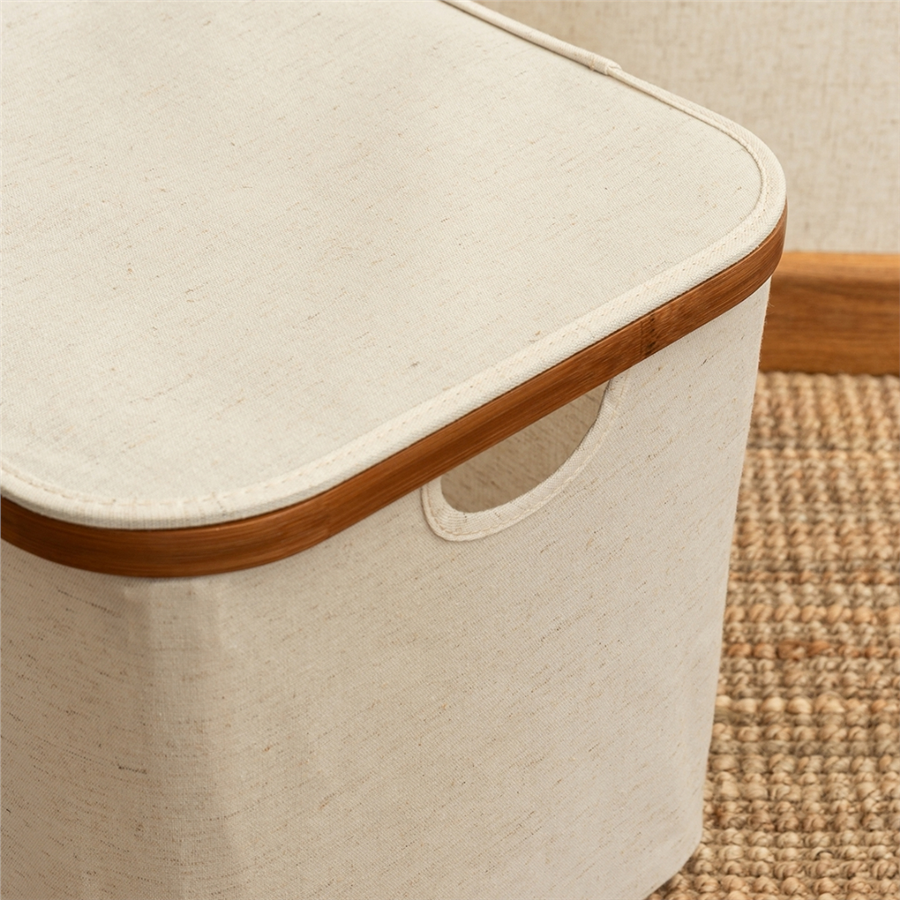 Bambu Saklama Sepeti Kapaklı 40x33x30 cm