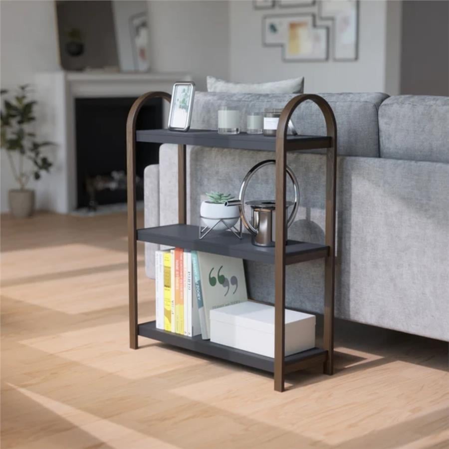 Bellwood 3 Katlı Raf Siyah/Ceviz Renk 90x72 cm