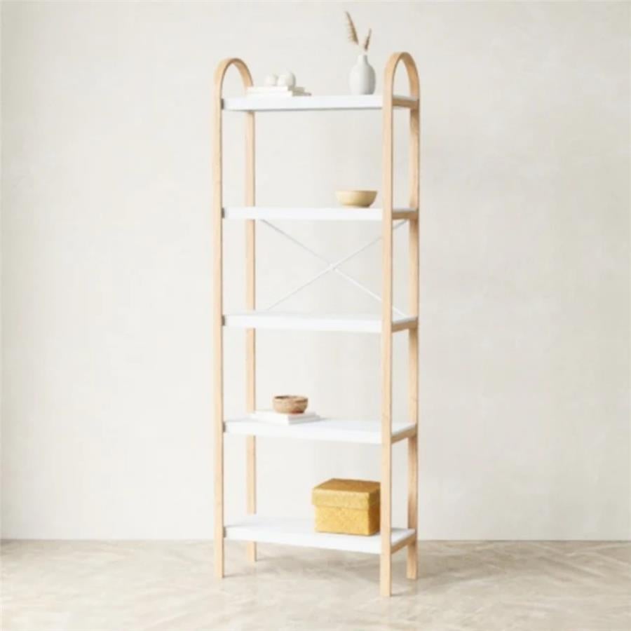 Bellwood 5 Katlı Raf Elbise Askılığı Beyaz/Doğal 170x61 cm