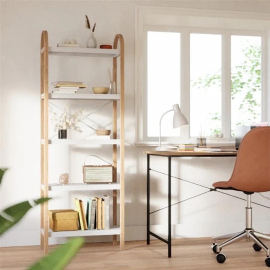 Bellwood 5 Katlı Raf Elbise Askılığı Beyaz/Doğal 170x61 cm