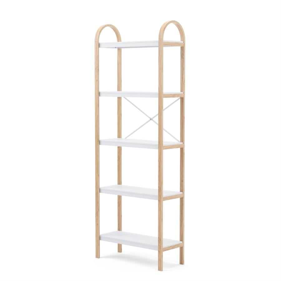 Bellwood 5 Katlı Raf Elbise Askılığı Beyaz/Doğal 170x61 cm