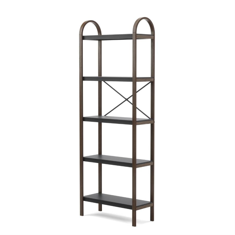 Bellwood 5 Katlı Raf Elbise Askılığı Siyah/Ceviz Renk 170x61 cm