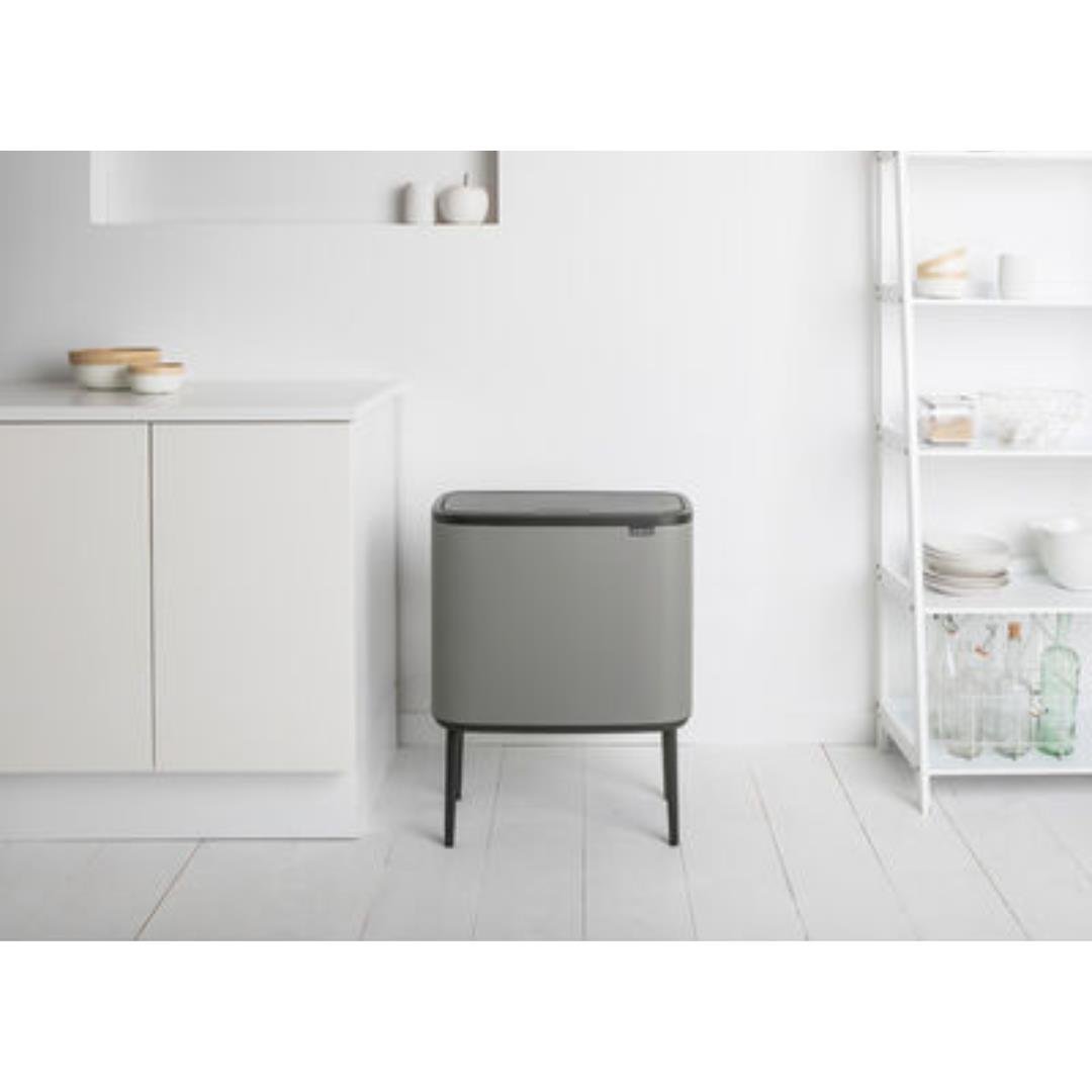 Bo Mıneral Concrete Grey Dokunmatik Çöp Kutusu 11+23 L