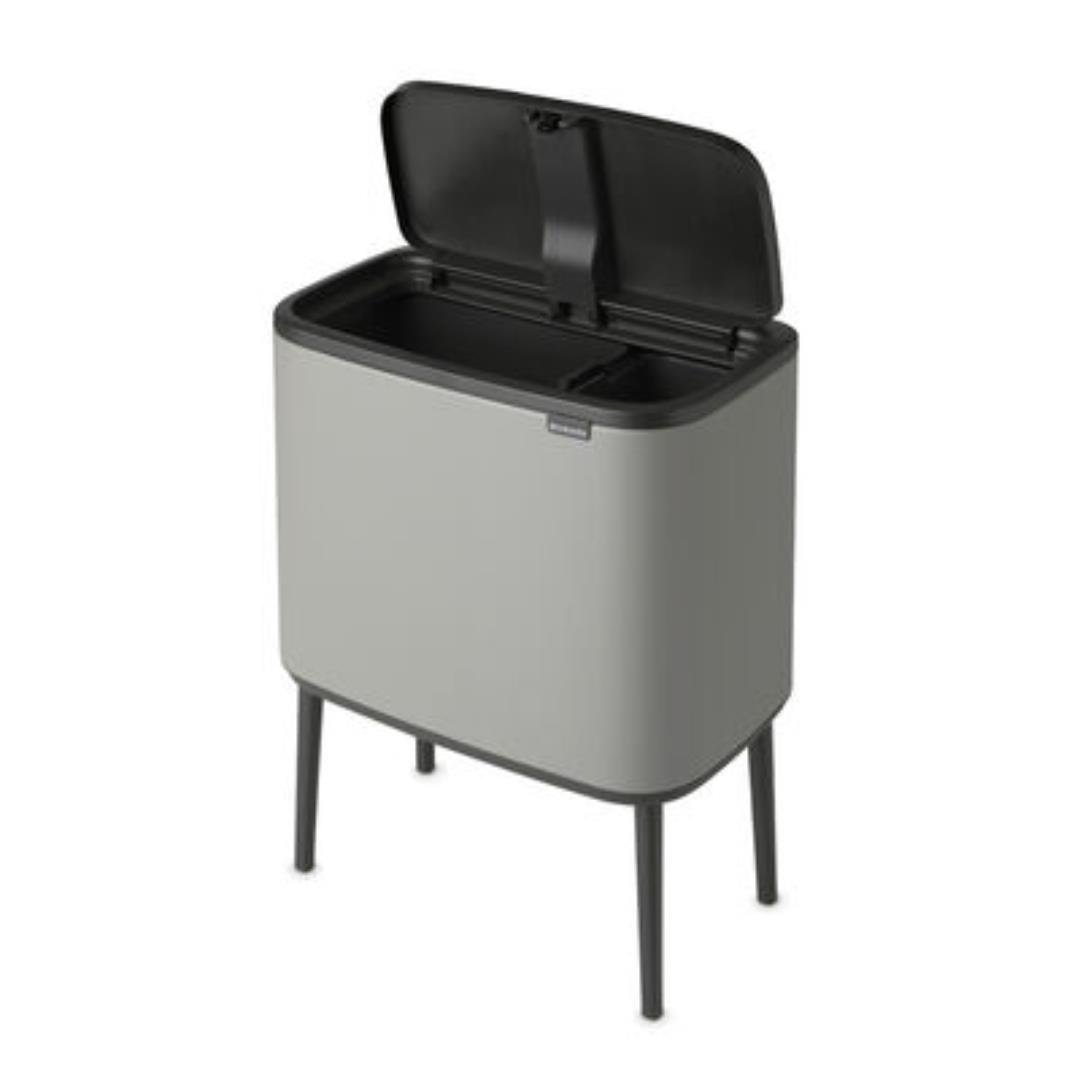 Bo Mıneral Concrete Grey Dokunmatik Çöp Kutusu 11+23 L