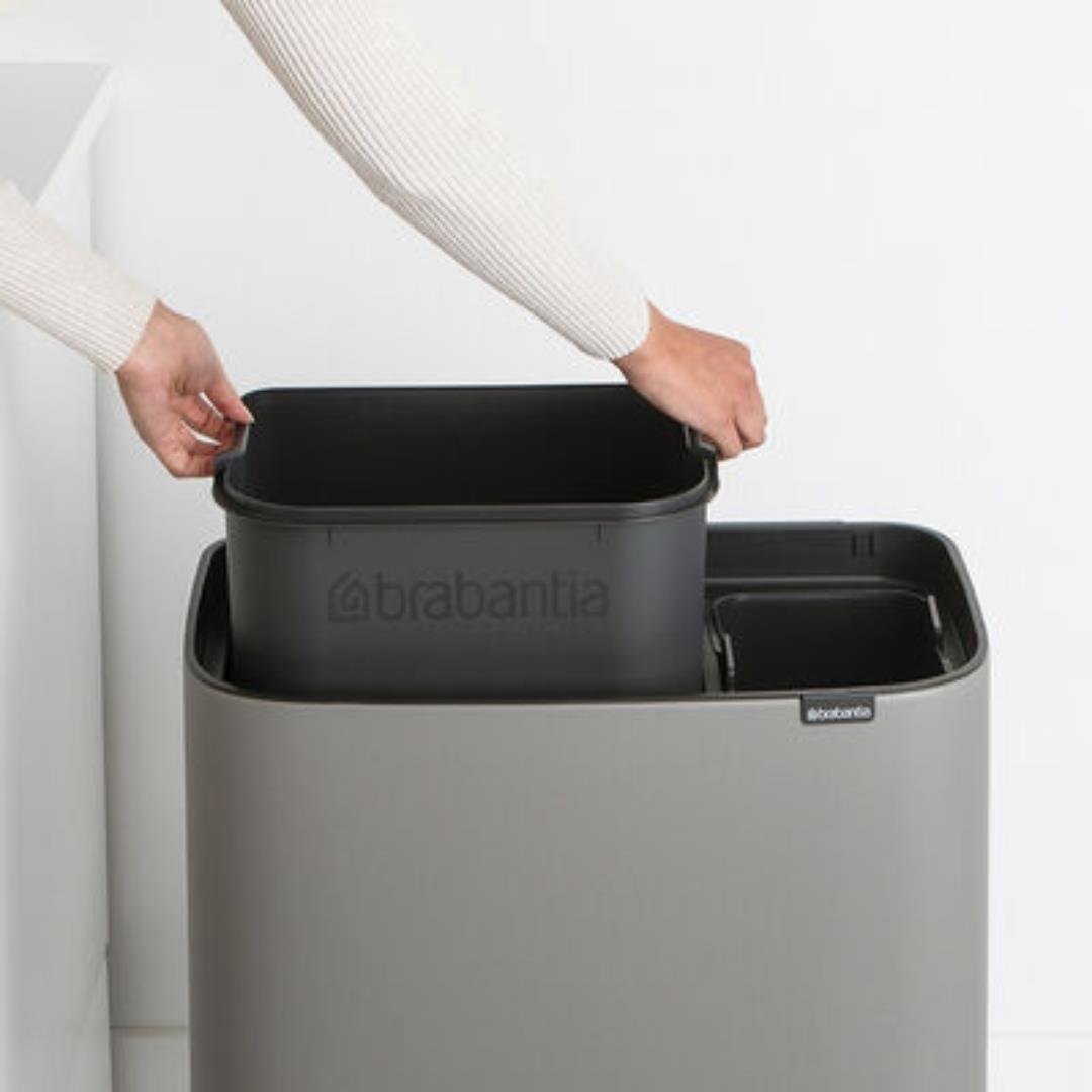 Bo Mıneral Concrete Grey Dokunmatik Çöp Kutusu 11+23 L
