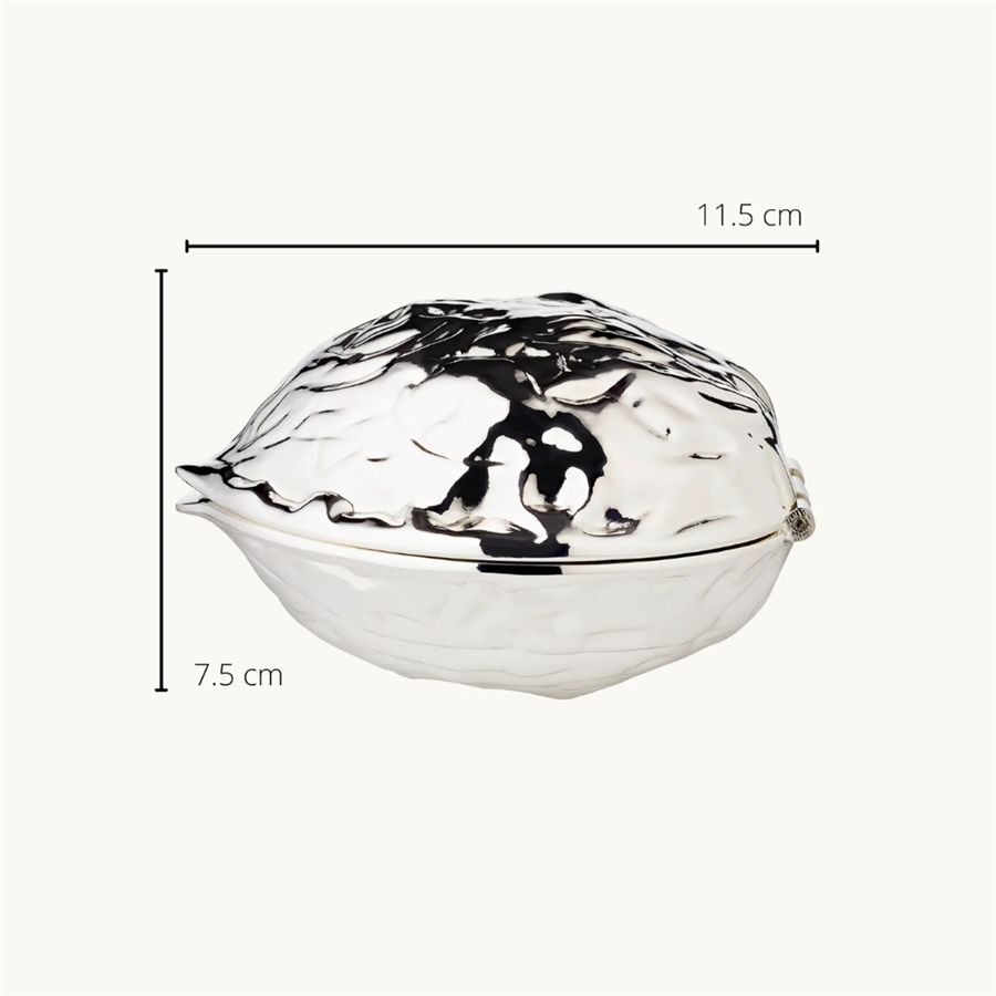 Ceviz Ağacından Gümüş Kaplama Fındık Kıracağı 12 cm