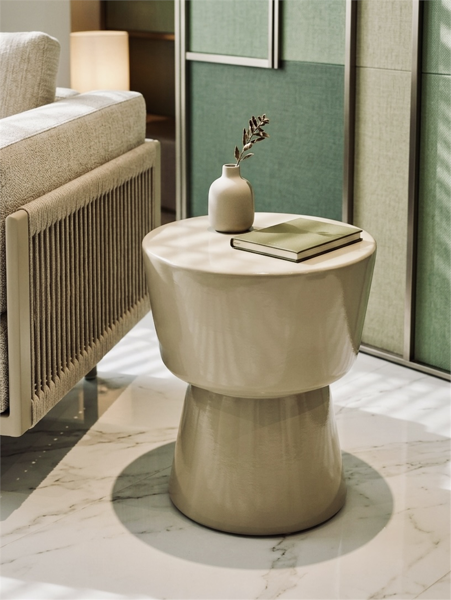 Dekoratif Lounge Yan Sehpa Taupe Çap 36 cm