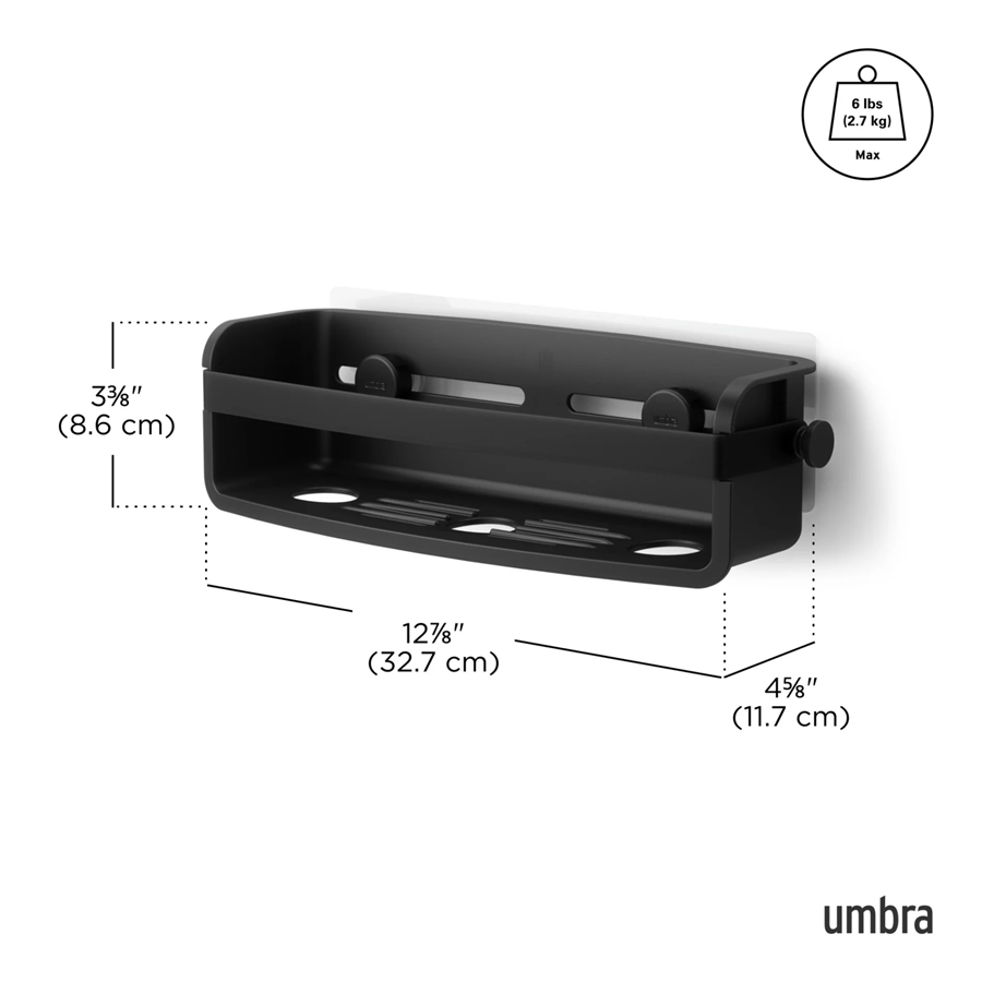 Flex Yapışkanlı Banyo Duş Rafı Siyah 32.7 cm