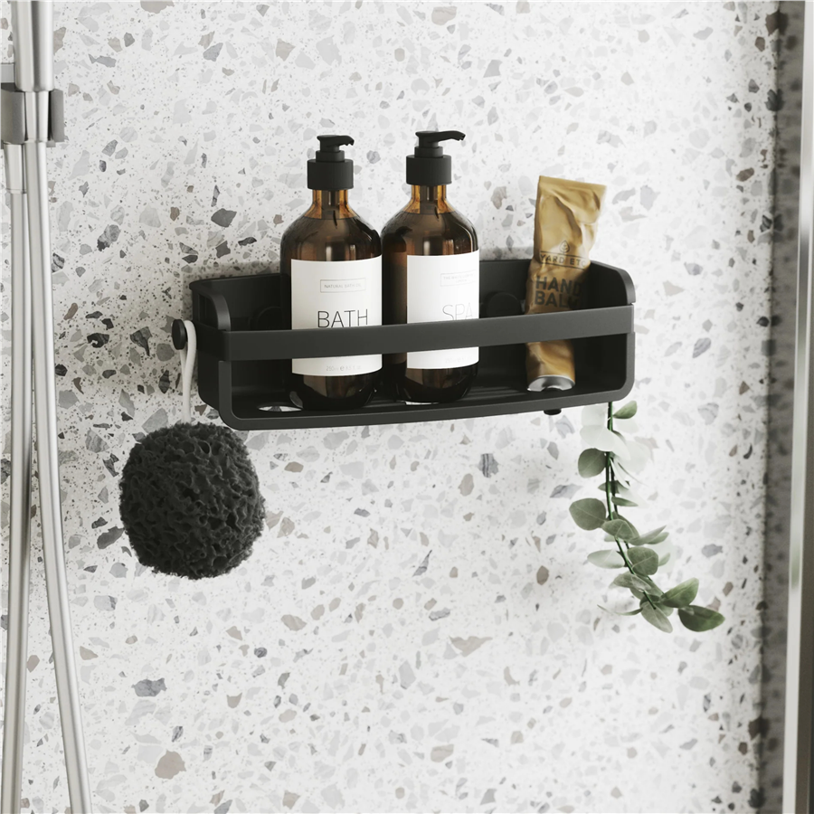 Flex Yapışkanlı Banyo Duş Rafı Siyah 32.7 cm