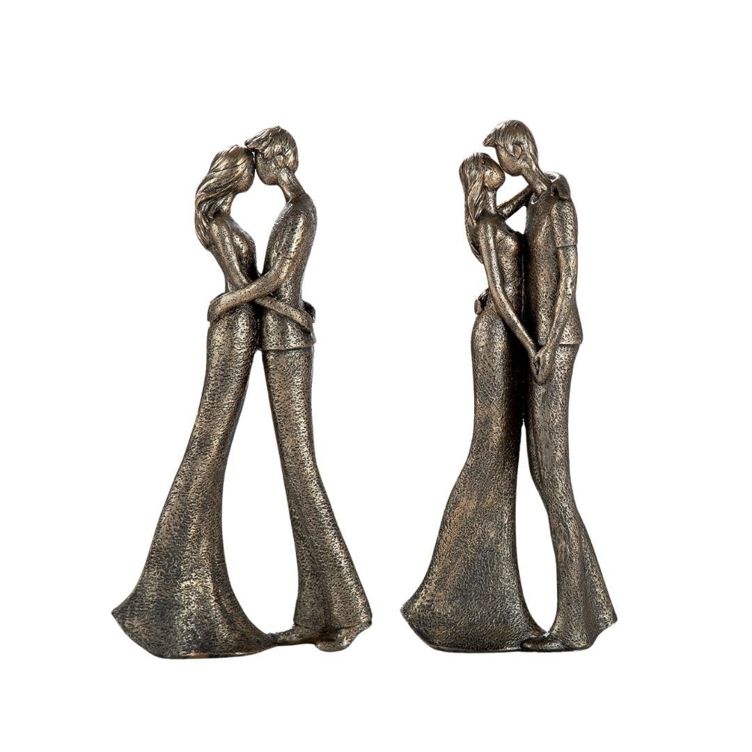 Gılde 2'Li Figür Çift Sentetik Reçine Bronz Renkli L.5 cm G.13 cm Y.30 cm