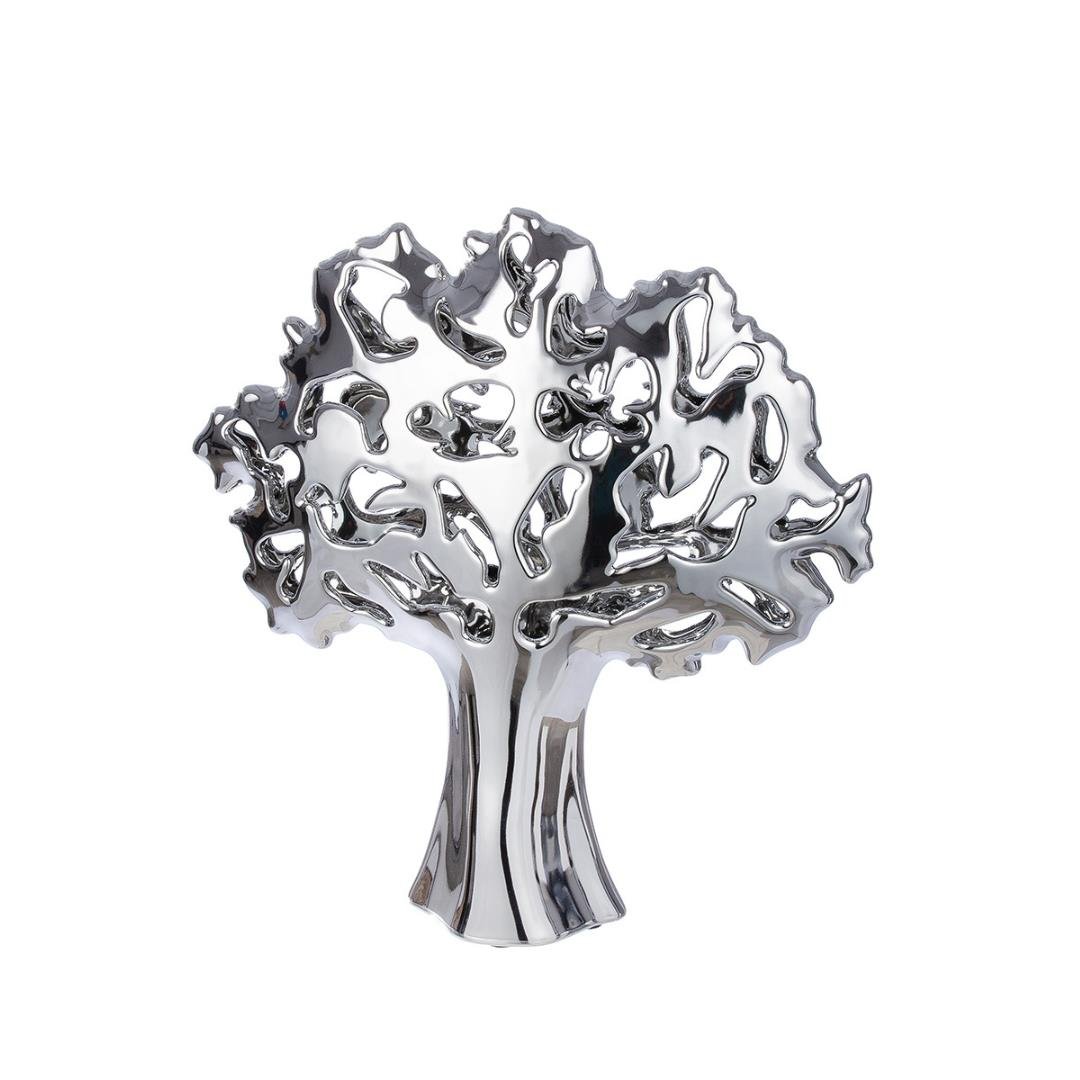 Gılde 2'Lidekoratif Obje Ağaç Seramik Gümüş Renkli L.10 cm W.34 cm H.35 cm