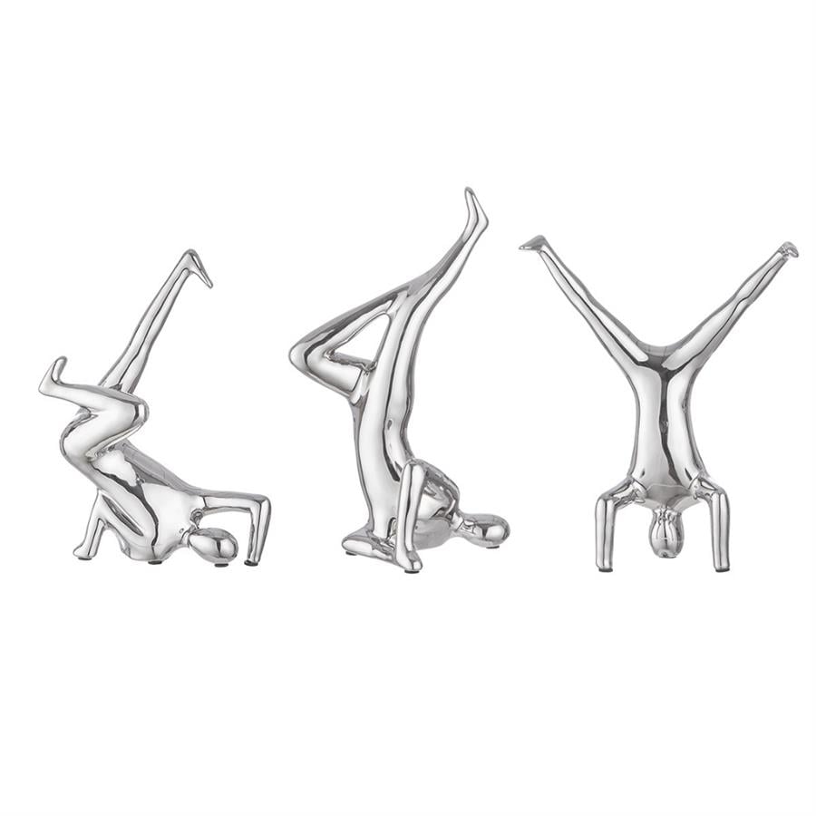 Gılde 3'Lü İnsan Figürü Şekli Seramik Gümüş Renkli L.10 cm W.16 cm Y.27 cm