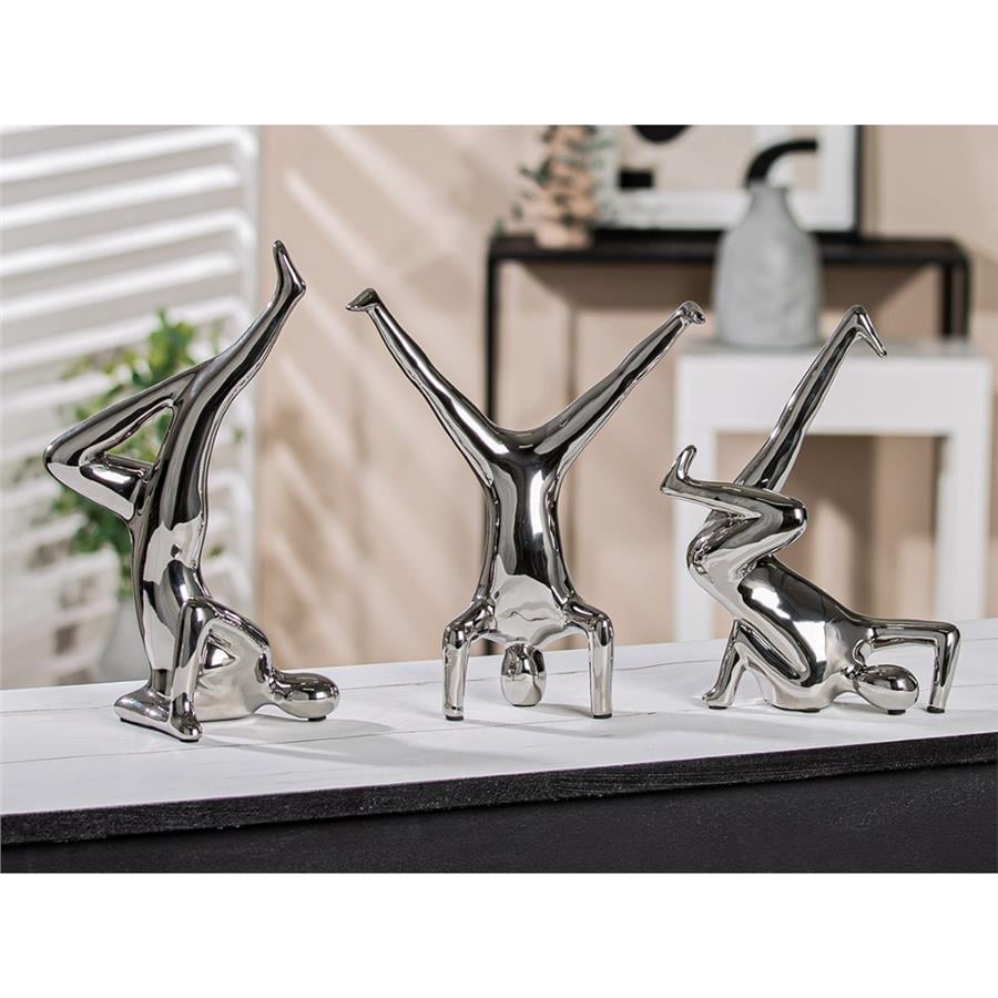 Gılde 3'Lü İnsan Figürü Şekli Seramik Gümüş Renkli L.10 cm W.16 cm Y.27 cm