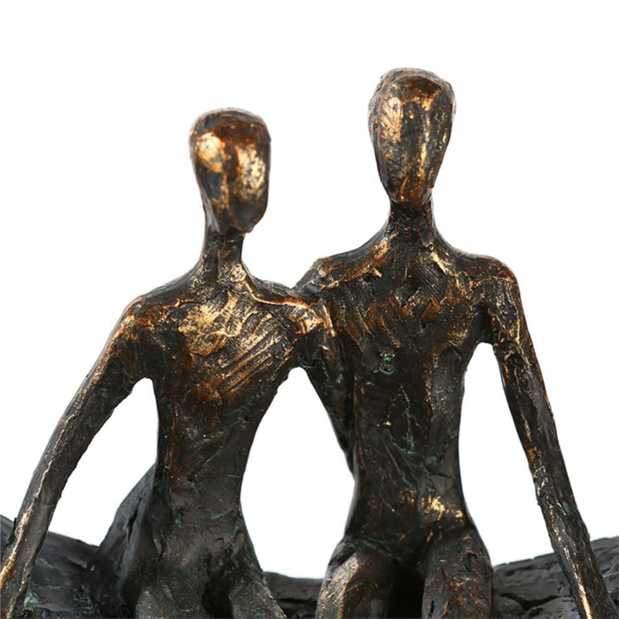 Gılde Heykel Çift Motifi Sentetik Reçine Gri Bronz Renkli L.8 cm W.21 cm H.23 cm