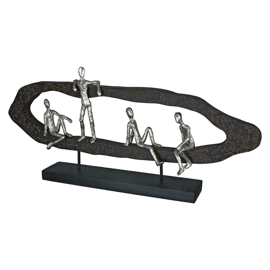 Gılde Heykel Grup Mango Ağacı Siyah Gümüş Renkli L.10 cm W.75 cm H.35 cm