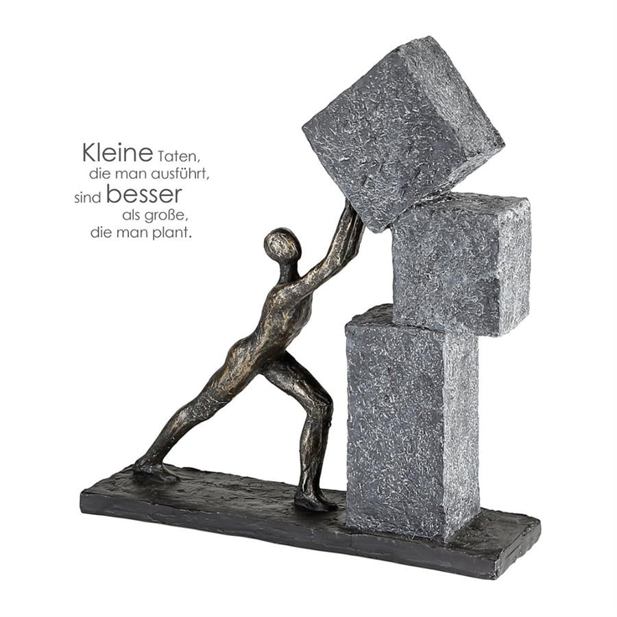 Gılde Heykel İnsan Motifi Sentetik Reçine Gri Bronz Renkli L.7 cm W.28 cm H.31 cm