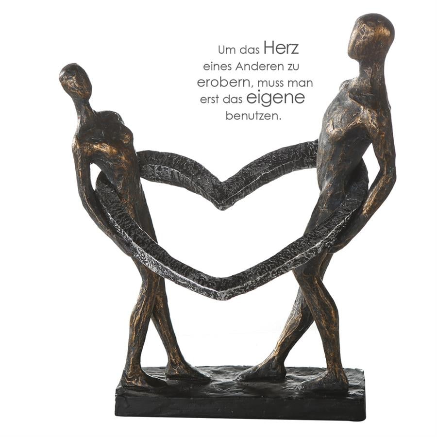 Gılde Heykel Kalp Çift Motifi Sentetik Reçine Gri Bronz Renkli L.13 cm W.26 cm H.31 cm