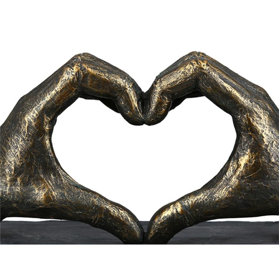 Gılde Heykel Kalp El Motifi Polyester Bronz Renkli L.10 cm W.36 cm H.15 cm