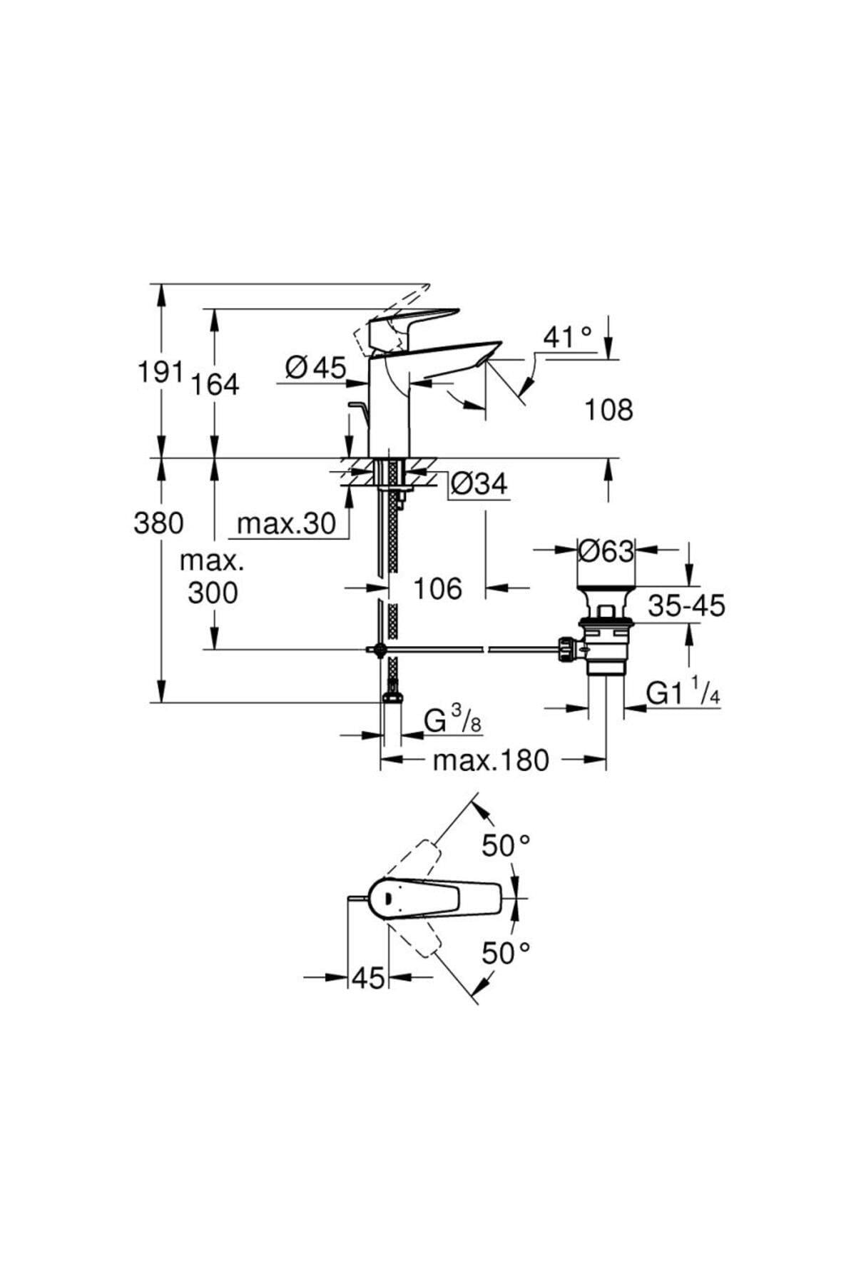 Grohe BauEdge Lavabo Bataryası M Boyut