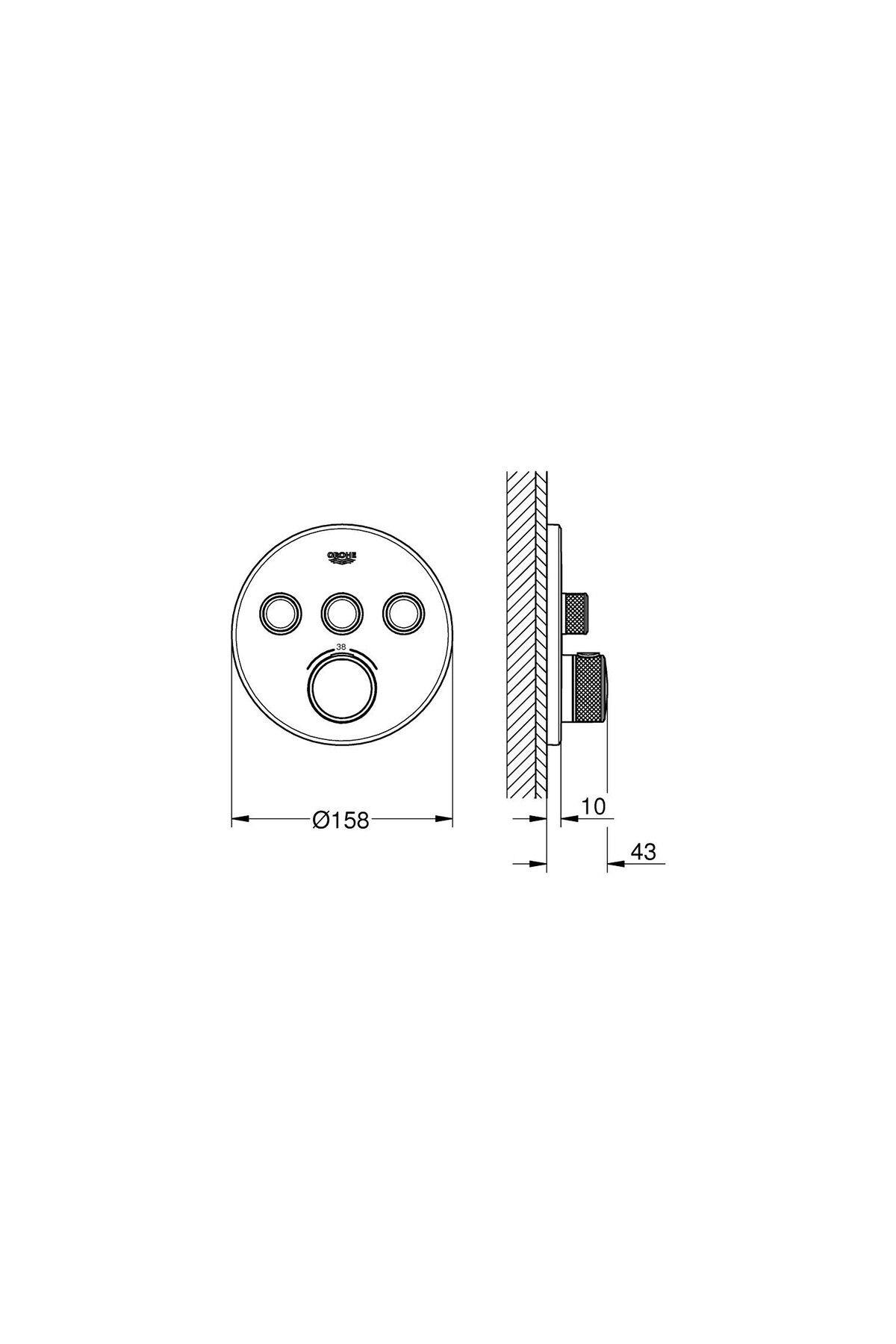 Grohe SmartControl Üç Yollu Yön Değiştiricili Ankastre Termostatik Duş Bataryası