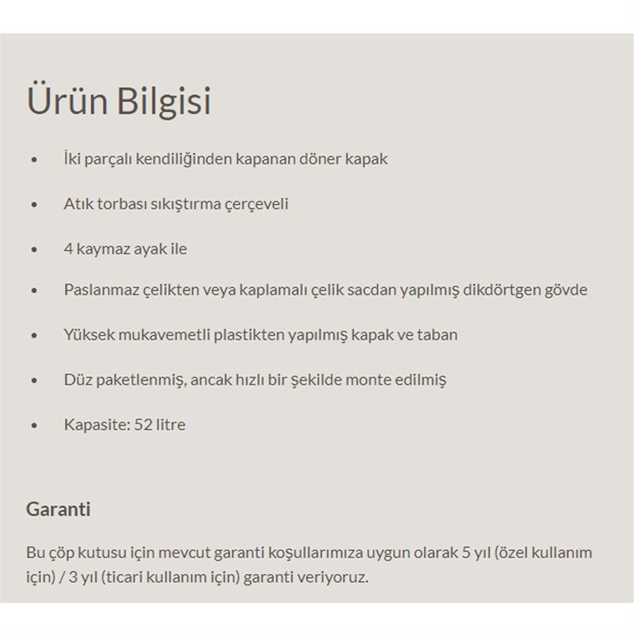Hailo 52 Lt Siyah Çöp Kovası