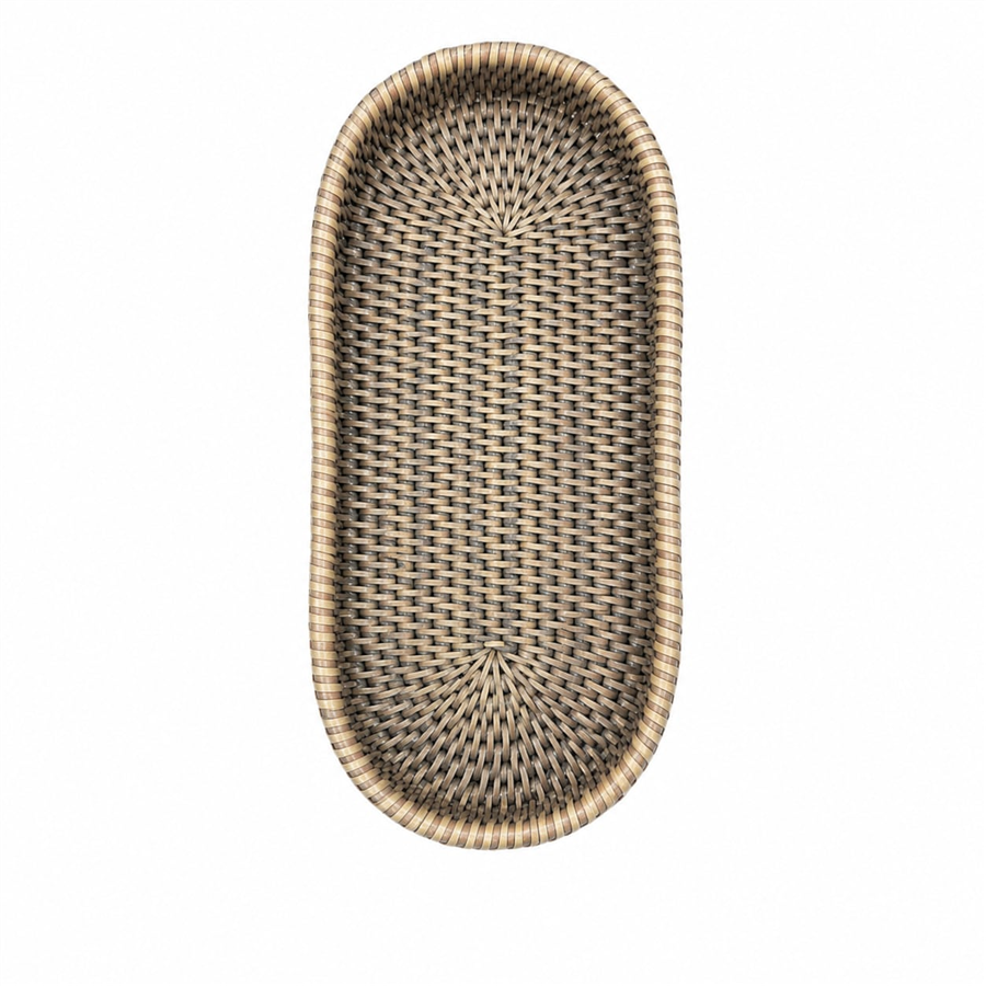 Hasır Biscuit Oval Tepsi Gri 29x14x4 cm